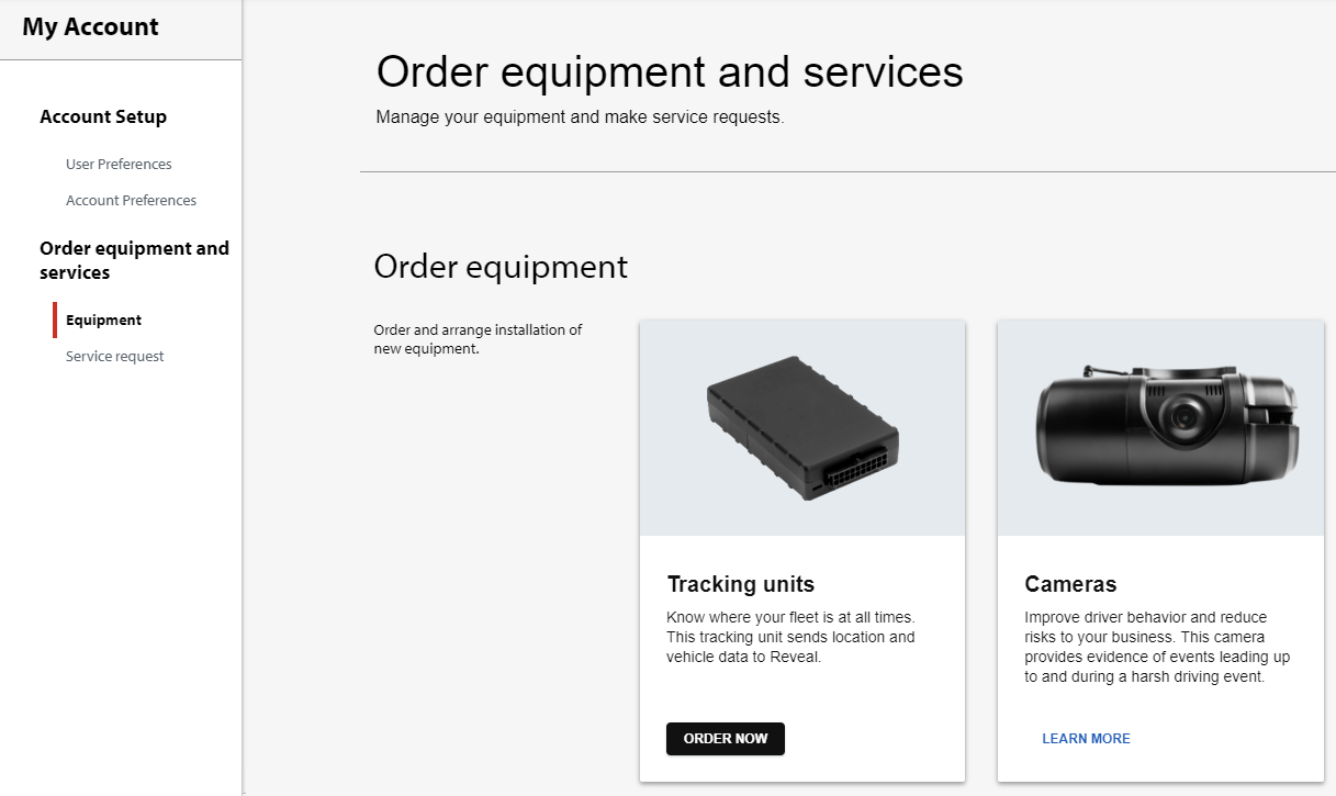 Order equipment – Reveal Help